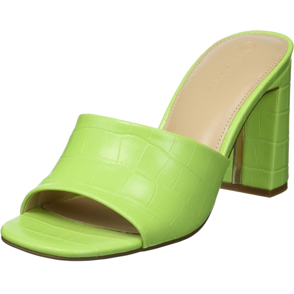 NWT The Drop Pattie High Blocked Mule Sandal in Green- Size 6